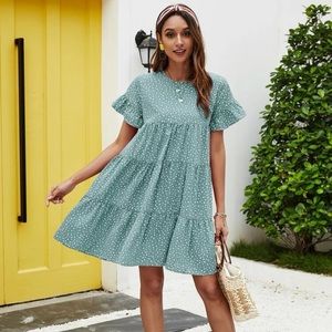SHEIN Polka Dot Hem Smock Dress